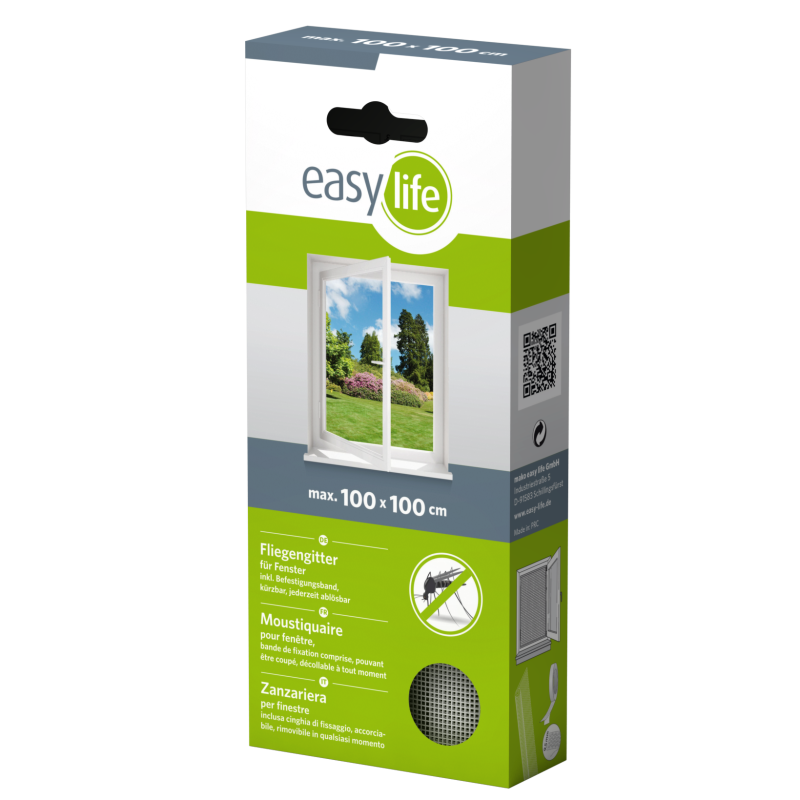 Plasă de insecte pentru ferestre universală, 100x100 cm, albă