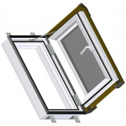 Roof hatch plastic | 55x78 cm (550x780 mm) | white with brown cladding | SKYLIGHT