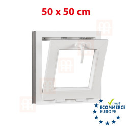 Finestra in plastica | 50x50 cm (500x500 mm) | bianco | inclinabile