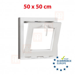 Janela plástica | 50x50 cm (500x500 mm) | branca | inclinável