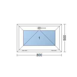 Plastic window 80x50 cm (800x500 mm), tilt, white | TROCAL