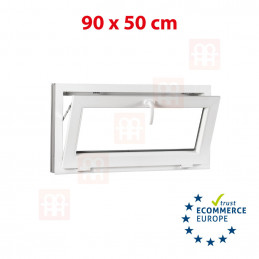 Sklopné plastové okno 90x50 cm, bílé, 6 komor