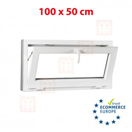 Ventana de plástico | 100x50 cm (1000x500 mm) | blanco | inclinable