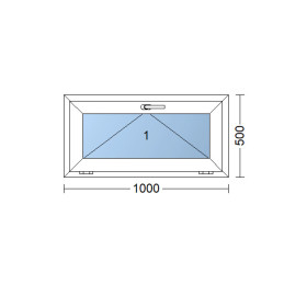 Plastic window 100x50 cm (1000x500 mm), tilt, white | TROCAL