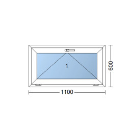 Plastic window 110x60 cm (1100x600 mm), tilt, white | TROCAL
