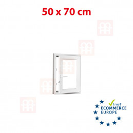 Ventana de plástico | 50 x 70 cm (500 x 700 mm) | blanca | apertura y basculación | derecha