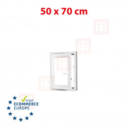 Plastové okno 50x70 cm, bílé, otevíravé i sklopné, levé, 6 komor