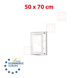 Plastic window 50x70 cm (500x700 mm), tilt-and-turn left, white | TROCAL