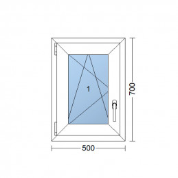 Okno plastikowe | 50x70 cm (500x700 mm) | białe | otwierane i składane | lewe