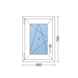 Plastic window 50x70 cm (500x700 mm), tilt-and-turn left, white | TROCAL