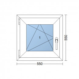 Janela de plástico | 55x55 cm (550x550 mm) | branco | abertura e dobrável | esquerda