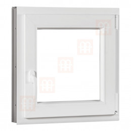 Okno z tworzywa sztucznego | 60 x 60 cm (600 x 600 mm) | białe | otwierane i uchylane | prawe