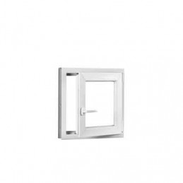 Okno z tworzywa sztucznego | 60 x 60 cm (600 x 600 mm) | białe | otwierane i uchylane | prawe
