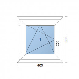 Ventana de plástico | 60x60 cm (600x600 mm) | blanco | apertura y basculación | izquierda