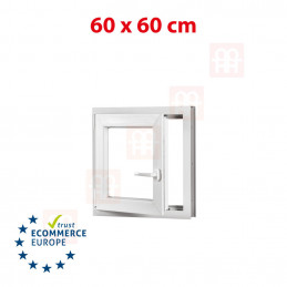 Okno plastikowe | 60x60 cm (600x600 mm) | białe | otwierane i uchylane | lewe