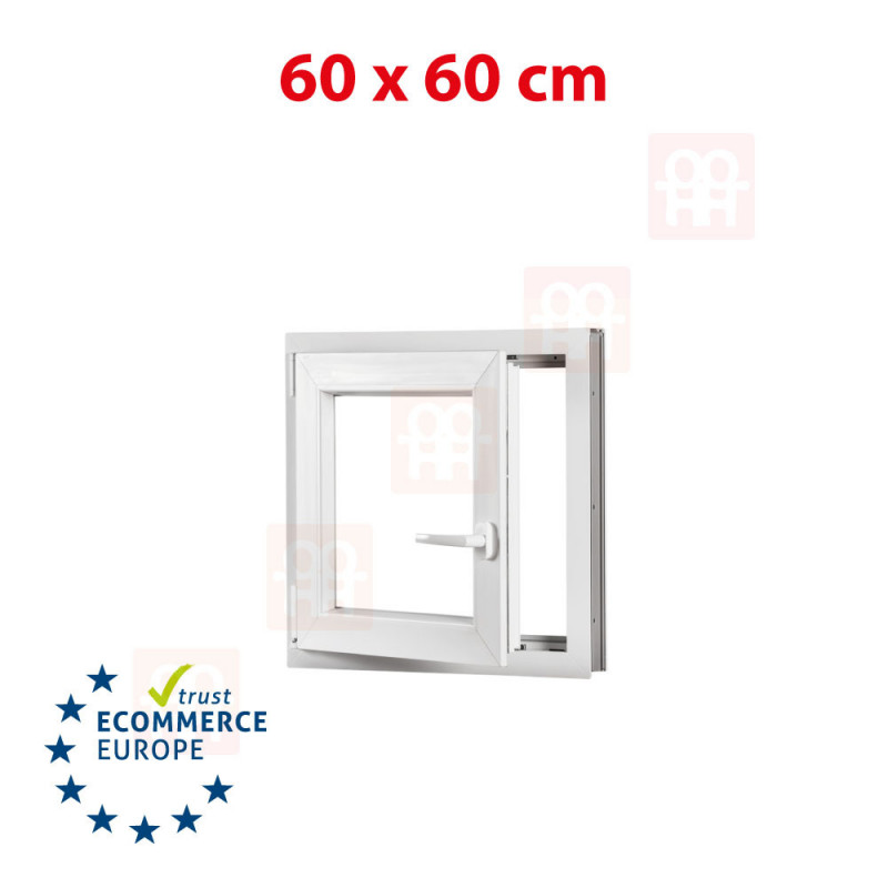Okno plastikowe | 60x60 cm (600x600 mm) | białe | otwierane i uchylane | lewe