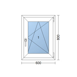 Plastic window 60x80 cm (600x800 mm), tilt-and-turn right, white | TROCAL