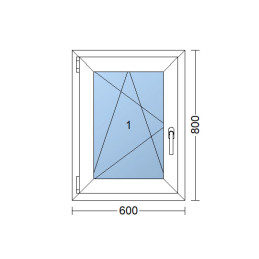 Plastic window 60x80 cm (600x800 mm), tilt-and-turn left, white | TROCAL