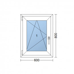 Ventana de plástico | 60x80 cm (600x800 mm) | blanco | apertura y basculación | izquierda