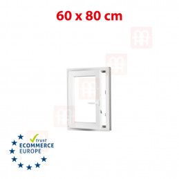 Okno plastikowe | 60x80 cm (600x800 mm) | białe | otwierane i uchylane | lewe