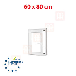 Plastic window 60x80 cm (600x800 mm), tilt-and-turn left, white | TROCAL