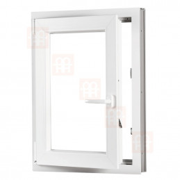 Okno plastikowe | 60x80 cm (600x800 mm) | białe | otwierane i uchylane | lewe