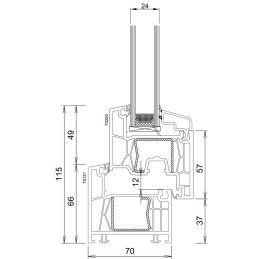 Plastic window 60x100 cm (600x1000 mm), tilt-and-turn right, white | TROCAL