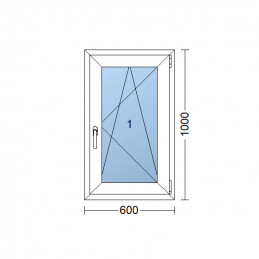 Janela plástica | 60 x 100 cm (600 x 1000 mm) | branca | abertura e inclinaçao | direita