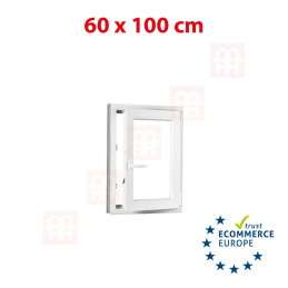 Ventana de plástico | 60 x 100 cm (600 x 1000 mm) | blanca | apertura e inclinación | derecha
