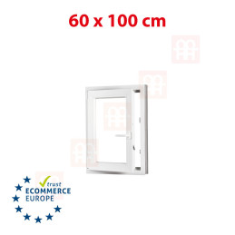 Plastic window 60x100 cm (600x1000 mm), tilt-and-turn left, white | TROCAL