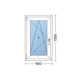Plastic window 60x100 cm (600x1000 mm), tilt-and-turn left, white | TROCAL
