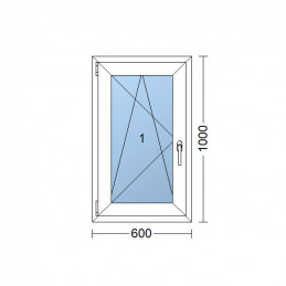 Ventana de plástico | 60x100 cm (600x1000 mm) | blanco | apertura y plegado | izquierda