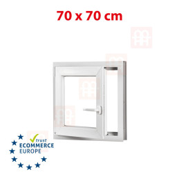 Plastic window 70x70 cm (700x700 mm), tilt-and-turn left, white | TROCAL
