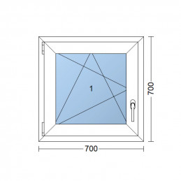 Janela de plástico | 70x70 cm (700x700 mm) | branco | abertura e dobrável | esquerda