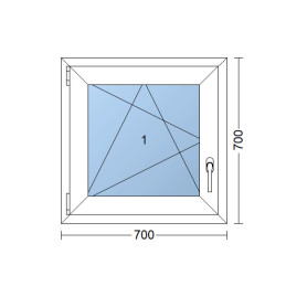 Plastic window 70x70 cm (700x700 mm), tilt-and-turn left, white | TROCAL
