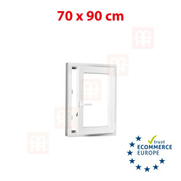 Plastic window 70x90 cm (700x900 mm), tilt-and-turn right, white | TROCAL