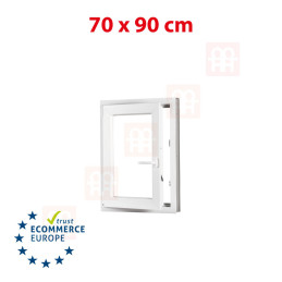 Plastic window 70x90 cm (700x900 mm), tilt-and-turn left, white | TROCAL