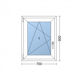 Janela de plástico | 70x90 cm (700x900 mm) | branco | abertura e dobrável | esquerda