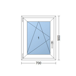 Plastic window 70x90 cm (700x900 mm), tilt-and-turn left, white | TROCAL