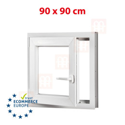 Plastic window 90x90 cm (900x900 mm), tilt-and-turn left, white | TROCAL