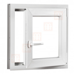 Okno z tworzywa sztucznego | 90 x 90 cm (900 x 900 mm) | białe | otwierane i uchylane | prawe