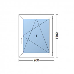 Janela plástica | 90 x 110 cm (900 x 1100 mm) | branca | abertura e inclinaçao | direita