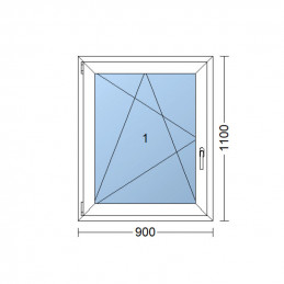 Ventana de plástico | 90x110 cm (900x1100 mm) | blanco | apertura y basculación | izquierda