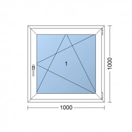 Janela plástica | 100 x 100 cm (1000 x 1000 mm) | branca | abertura e inclinaçao | direita