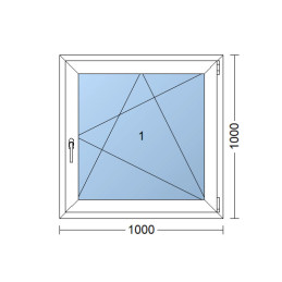 Plastic window 100x100 cm (1000x1000 mm), tilt-and-turn right, white | TROCAL