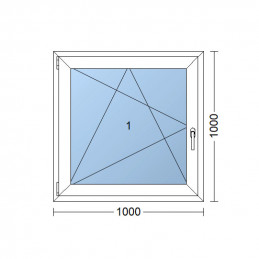Janela de plástico | 100x100 cm (1000x1000 mm) | branco | abertura e dobrável | esquerda