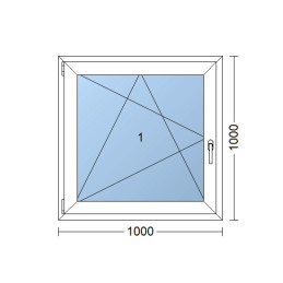Plastic window 100x100 cm (1000x1000 mm), tilt-and-turn left, white | TROCAL