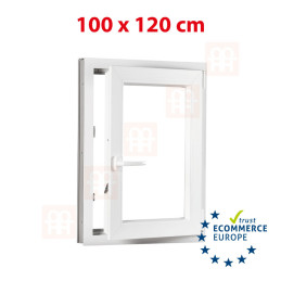 Plastic window 100x120 cm (1000x1200 mm), tilt-and-turn right, white | TROCAL