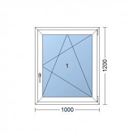 Ventana de plástico | 100 x 120 cm (1000 x 1200 mm) | blanca | apertura y basculación | derecha