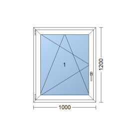 Plastic window 100x120 cm (1000x1200 mm), tilt-and-turn left, white | TROCAL